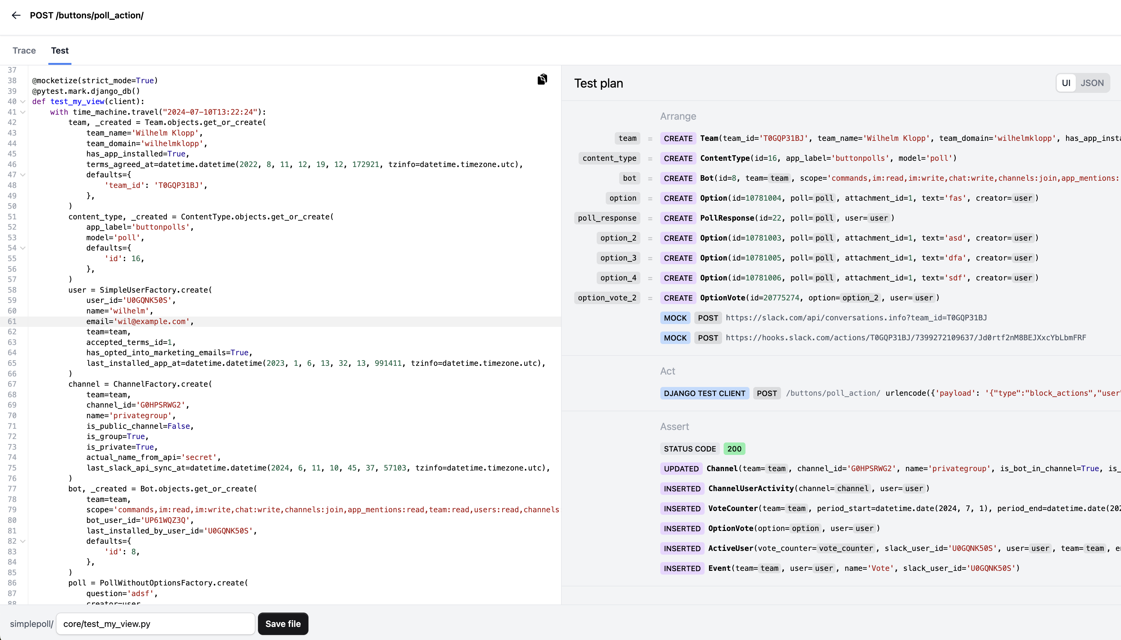 Demo of generating a test using Kolo